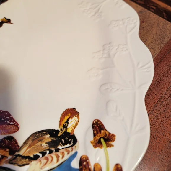 NWT Anthropologie Nathalie Lete Marais Ducks Serving Scalloped Edge Platter